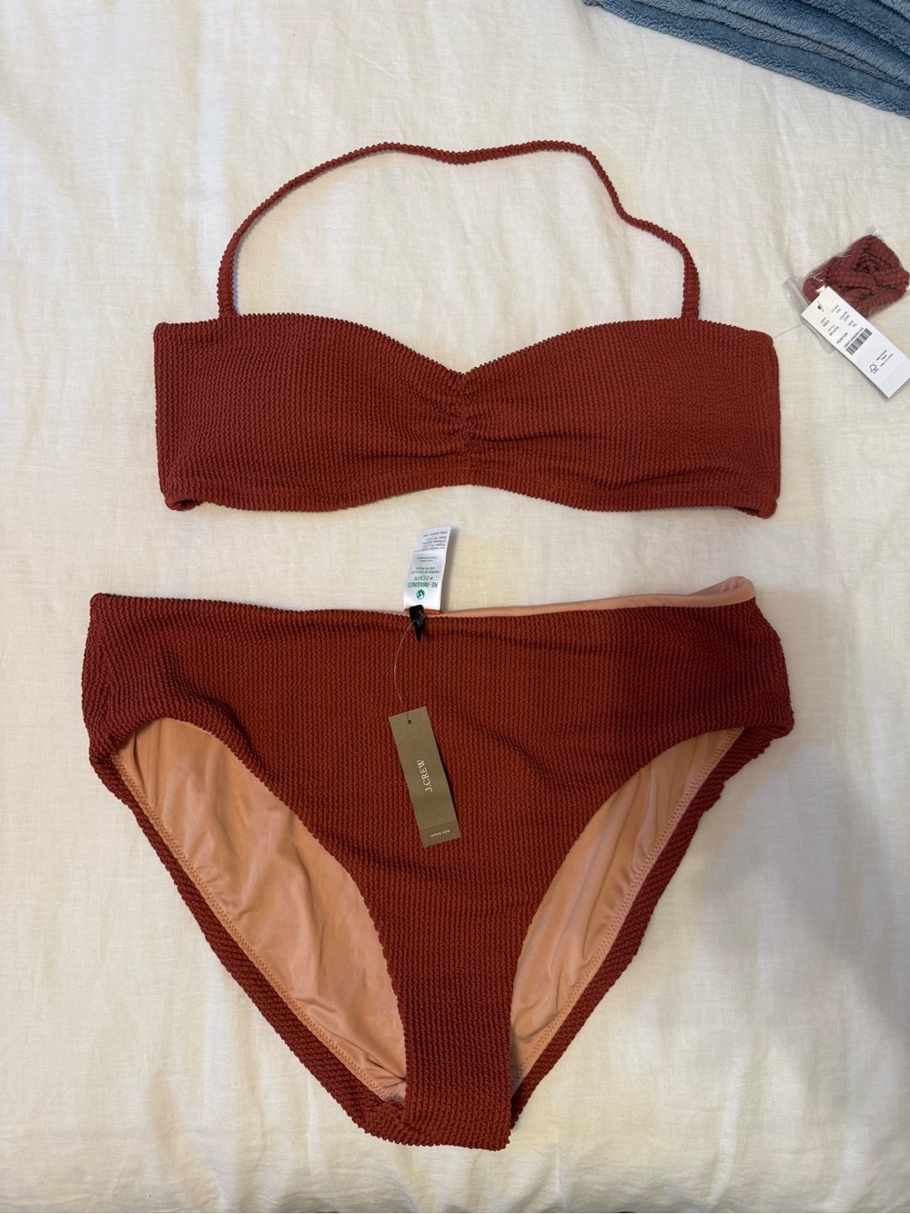 NWT JCREW Rust Red Textured Bikini Set - Picture 2 of 7